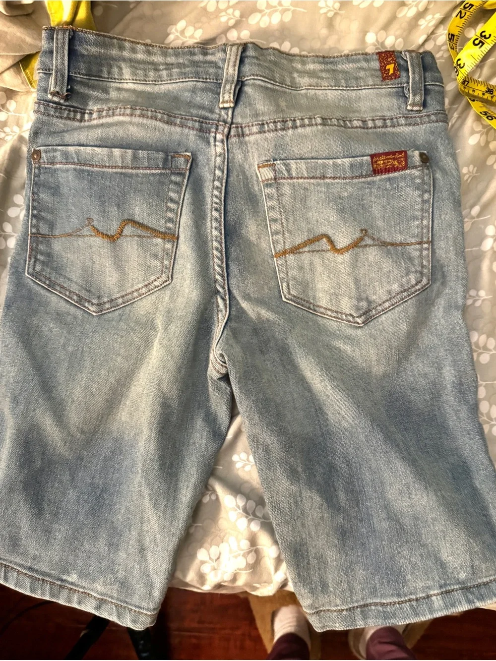 7 For All Mankind Light Blue Denim Jean Shorts